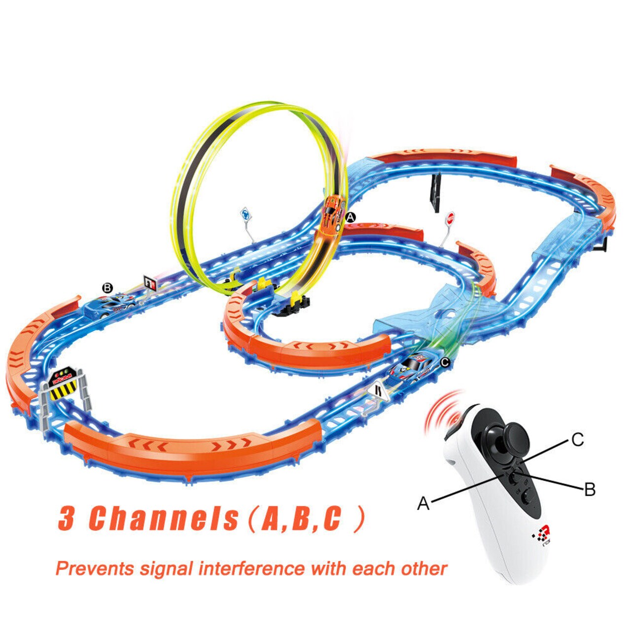 Kitcheniva Electric Car Race Track Sets Toys with Car and Hand Controllers